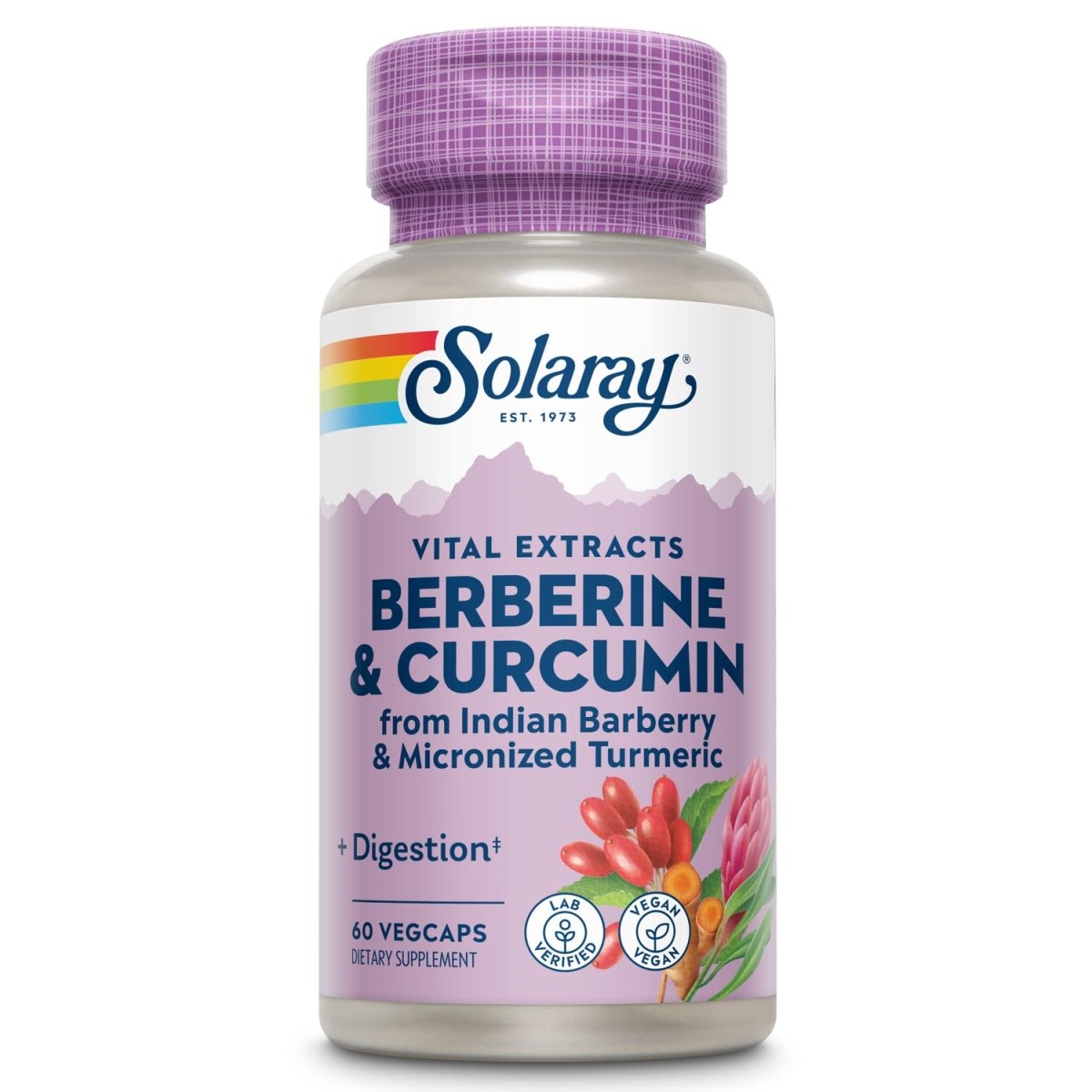 Solaray Berberine & Curcumin Root Extracts - Digestive, Cardiovascular & Metabolic Function Support - 60 VegCaps
