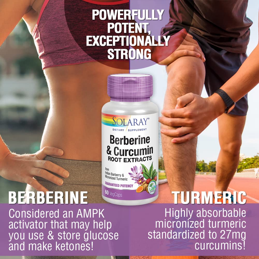 Solaray Berberine & Curcumin Root Extracts - Digestive, Cardiovascular & Metabolic Function Support - 60 VegCaps