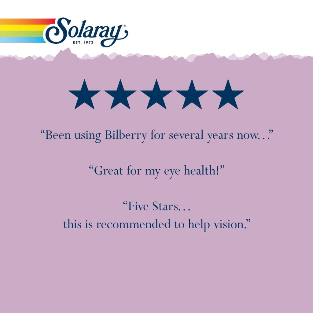 SOLARAY Bilberry Extract 160 mg VegCaps | Eye Health & Circulation Support | 36% Anthocyanosides with Blueberry | Vegan | 30 Count