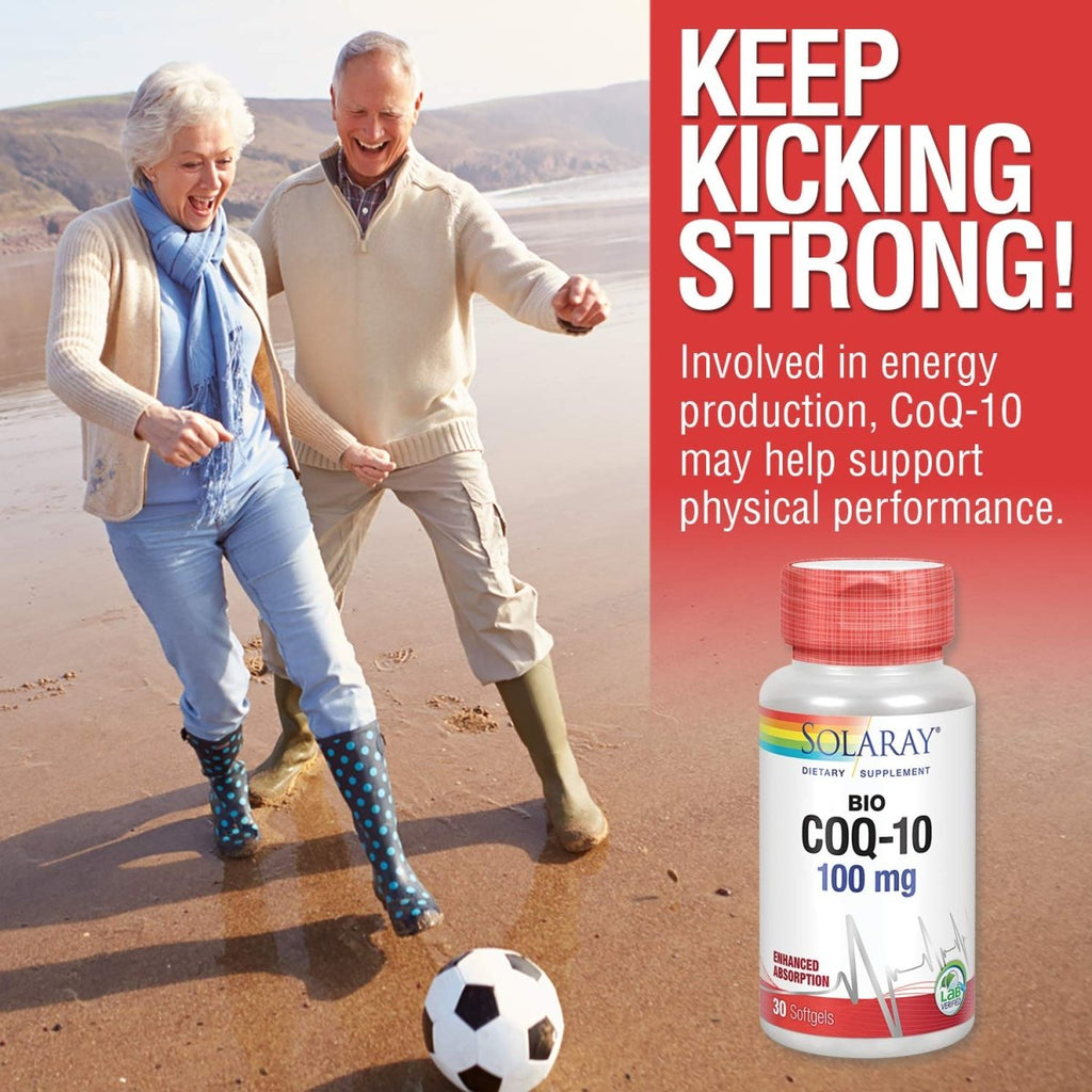 SOLARAY Bio CoQ-10 100 mg | Enhanced Absorption | Vitamins A & E | Healthy Heart & Cellular Energy Support (30 CT)