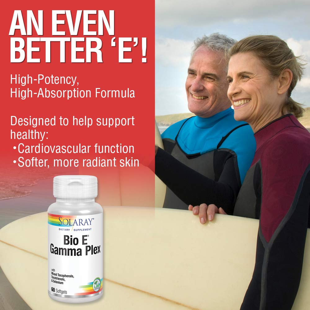 SOLARAY Bio E Gamma Plex | Vitamin E with Natural Tocopherol Blend for Healthy Antioxidant Support | 60 Softgels, 30 Serv
