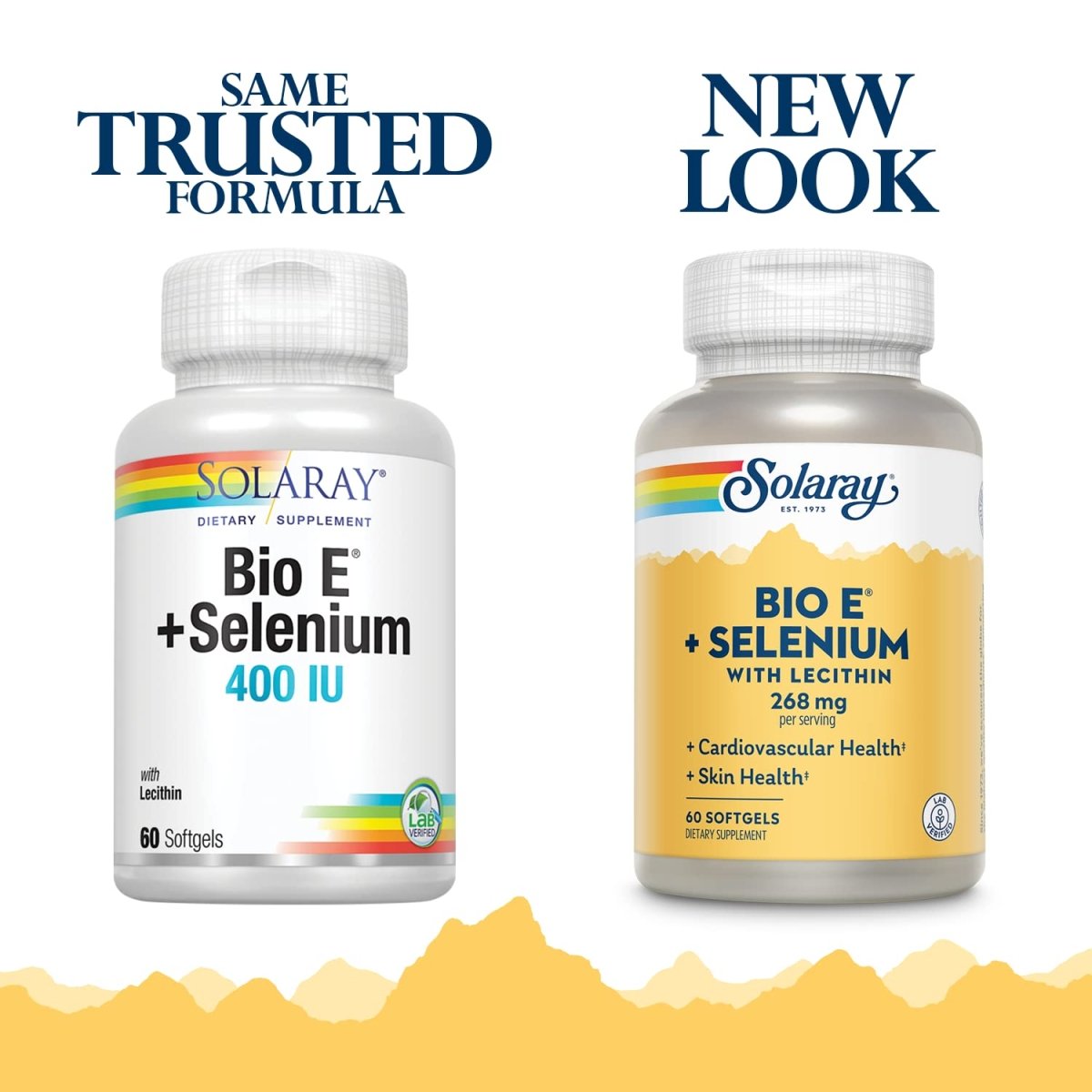 SOLARAY Bio Vitamin E with Selenium, Vitamin E 400 IU Softgels Plus Selenium 100 mcg, Healthy Skin and Heart Support, High Absorption, Lab Verified, 60-Day Guarantee, 30 Servings, 60 Softgels