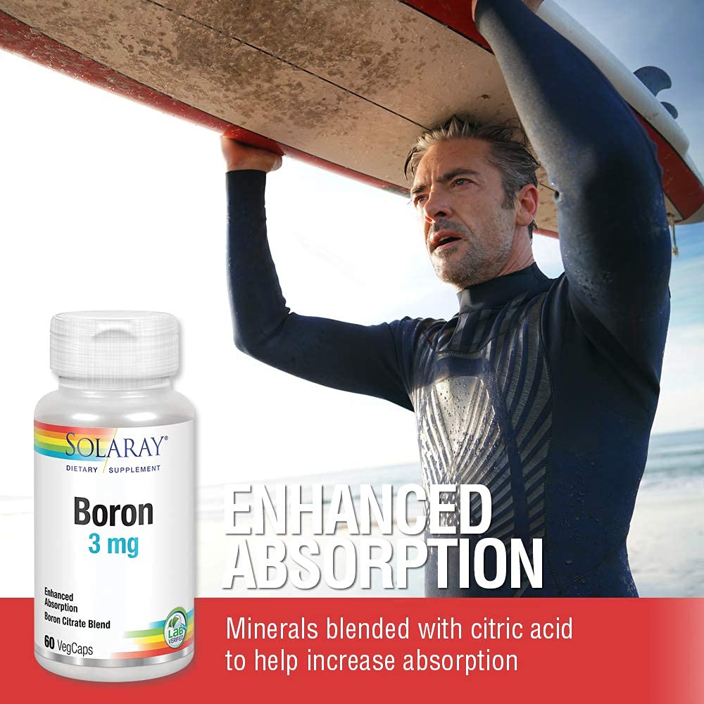 Solaray Biocitrate Boron Supplement, 3mg, 60 Count