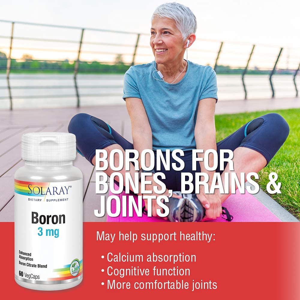 Solaray Biocitrate Boron Supplement, 3mg, 60 Count