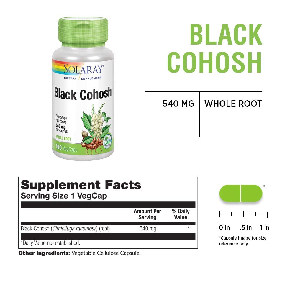 SOLARAY Black Cohosh 540 mg - Women's Health & Menopause Support - 100 VegCaps