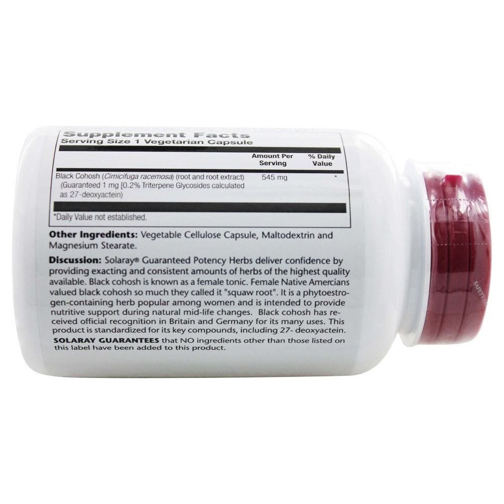 Solaray Black Cohosh Root and Root Extract -- 545 mg - 120 Vegetarian Capsules