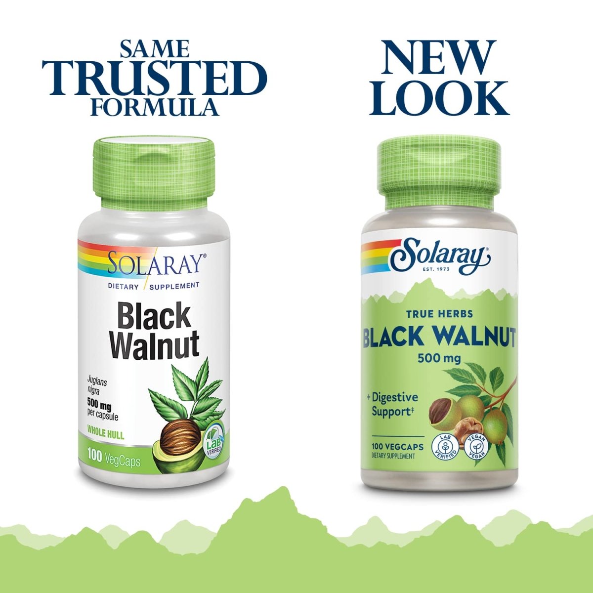 SOLARAY Black Walnut 500 mg | Whole Hull | Healthy Digestive & Intestinal Wellness Support | Non-GMO, Vegan & Lab Verified | 100 VegCaps