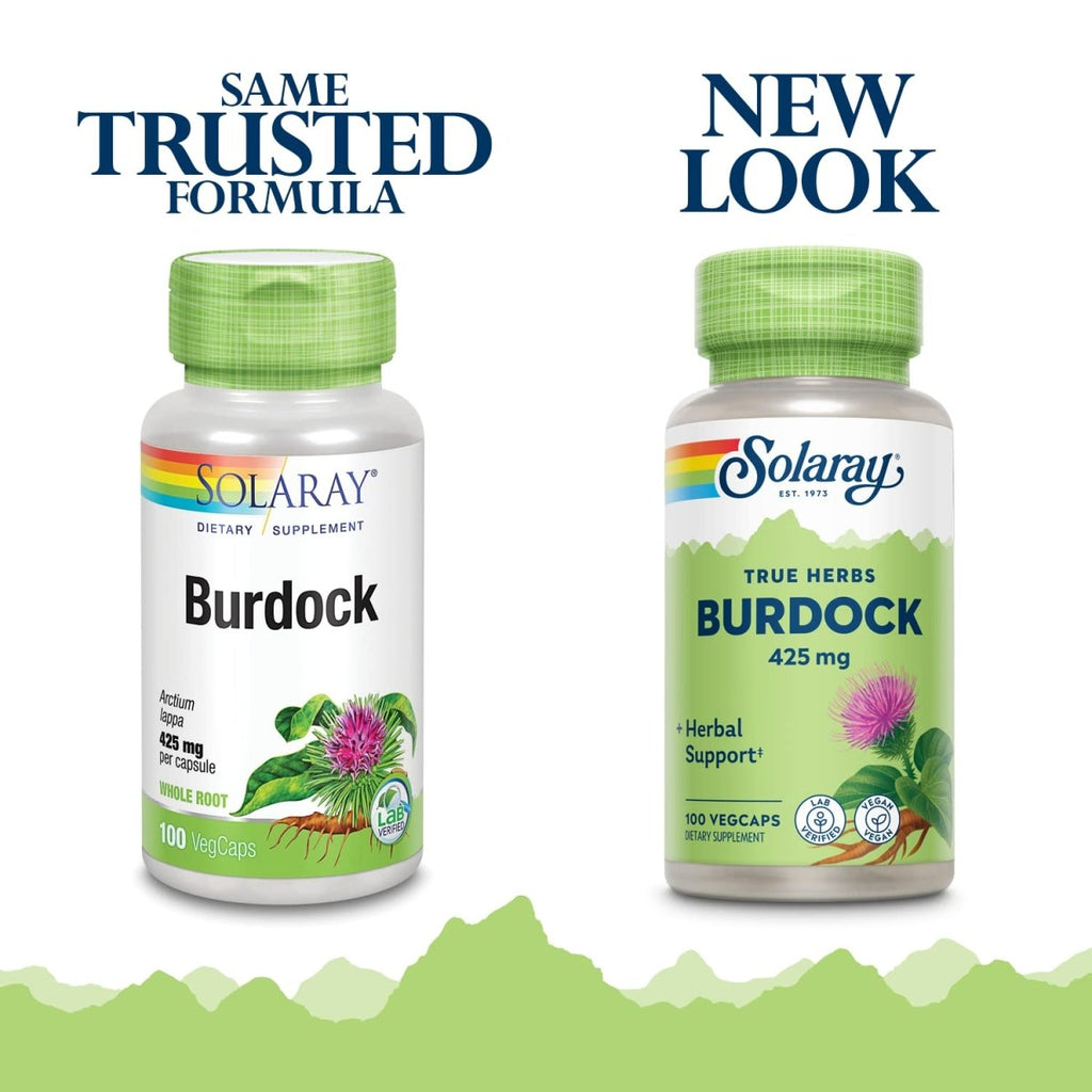 SOLARAY Burdock Root 425 mg | Healthy Liver, Kidney, Digestion, Circulation, Joint & Skin Support | Antioxidant Activity | Non-GMO | 100 VegCaps