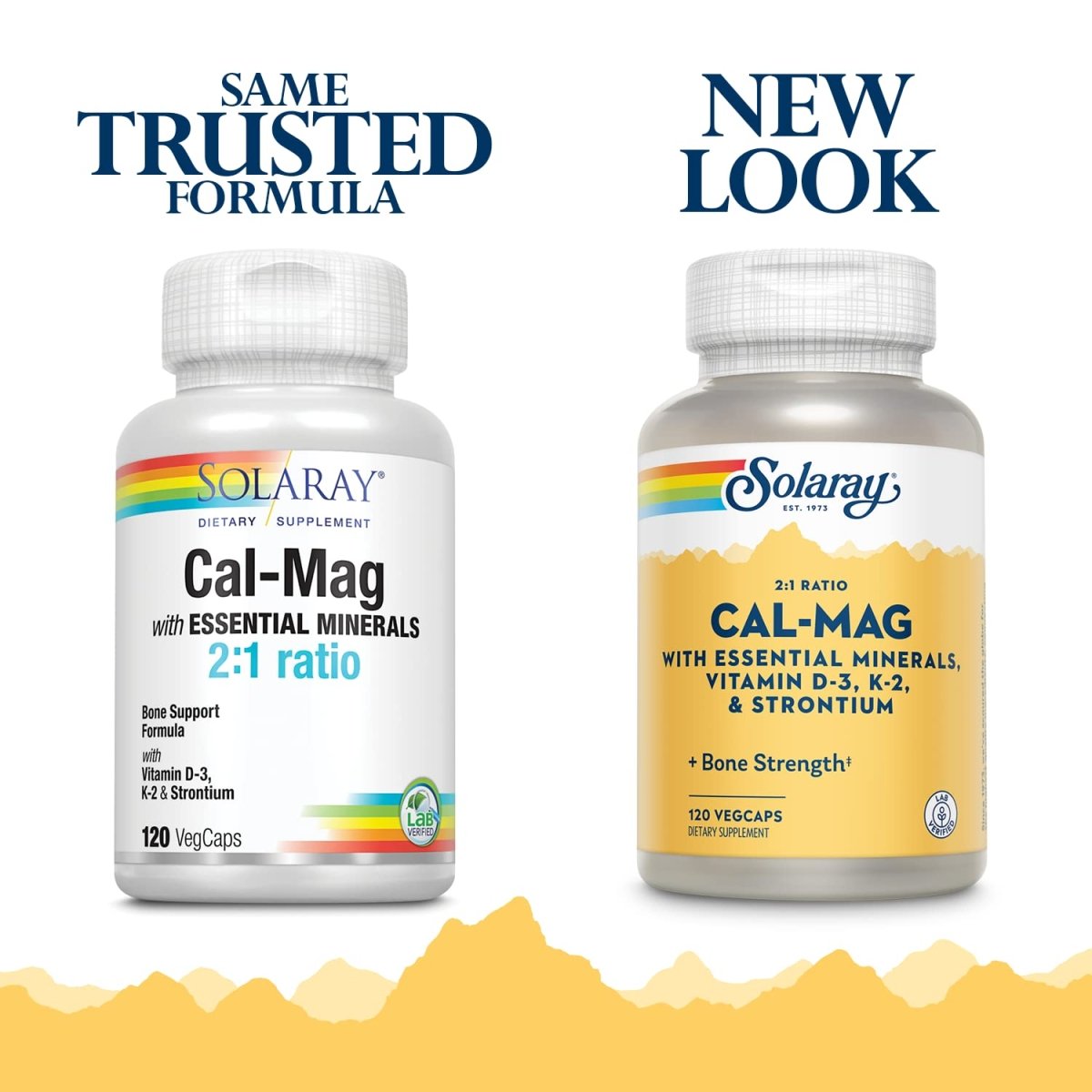 Solaray Cal-Mag with Essential Minerals | Comprehensive Bone Support Formula | Calcium, Magnesium, Strontium, Vitamins D-3 & K-2 | 120 VegCaps, 30 Servings