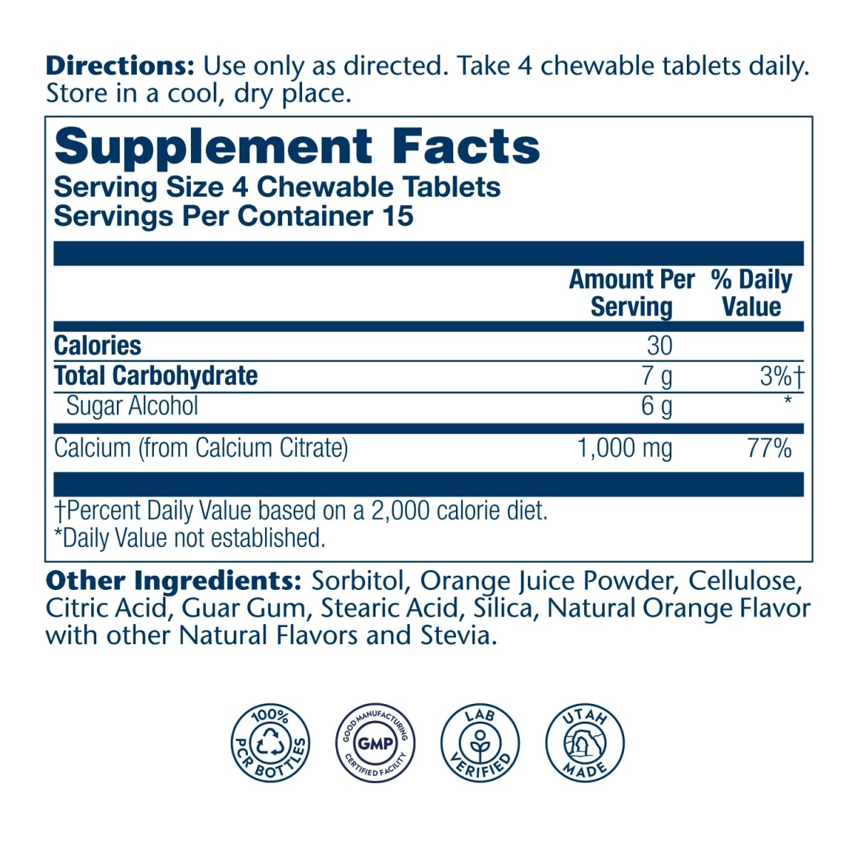 Solaray Calcium Citrate 1000 mg - Natural Orange Flavor 60 Chewables