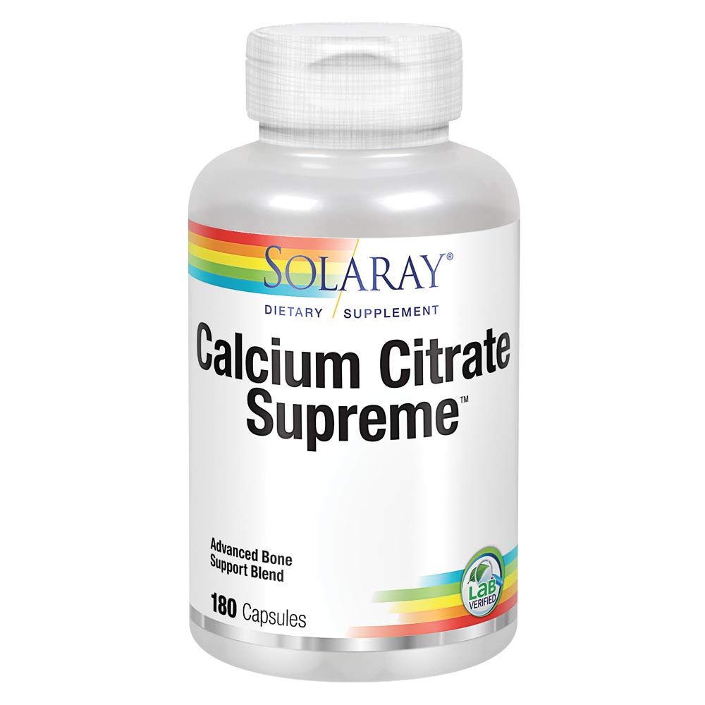 Solaray Calcium Citrate Supreme 800mg Advanced Bone Support Blend | Gentle Digestion Formula | 30 Servings | 180 VegCaps  04529