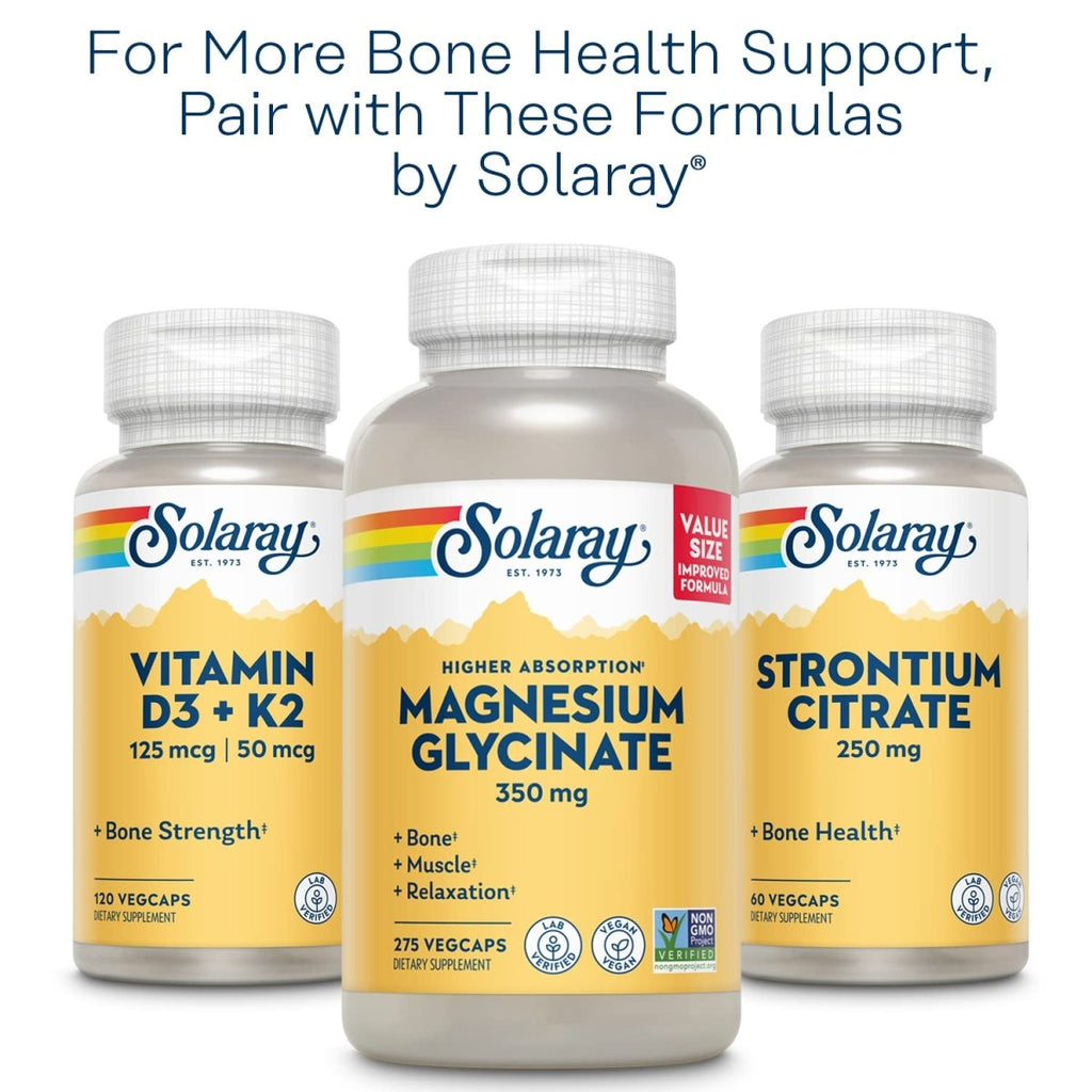 SOLARAY Calcium & Magnesium Citrate with Vitamin D-2, 1:1 Ratio for Healthy Bones, Teeth, Muscle & Nervous System Function High Absorption 180 Count