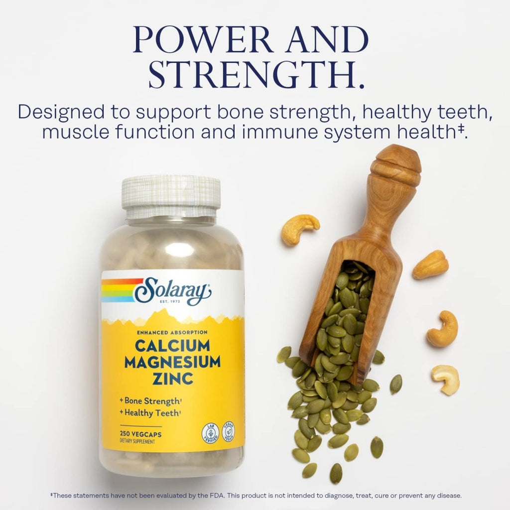 Solaray - Calcium Magnesium Zinc - 250 Vegetarian Capsules  04561
