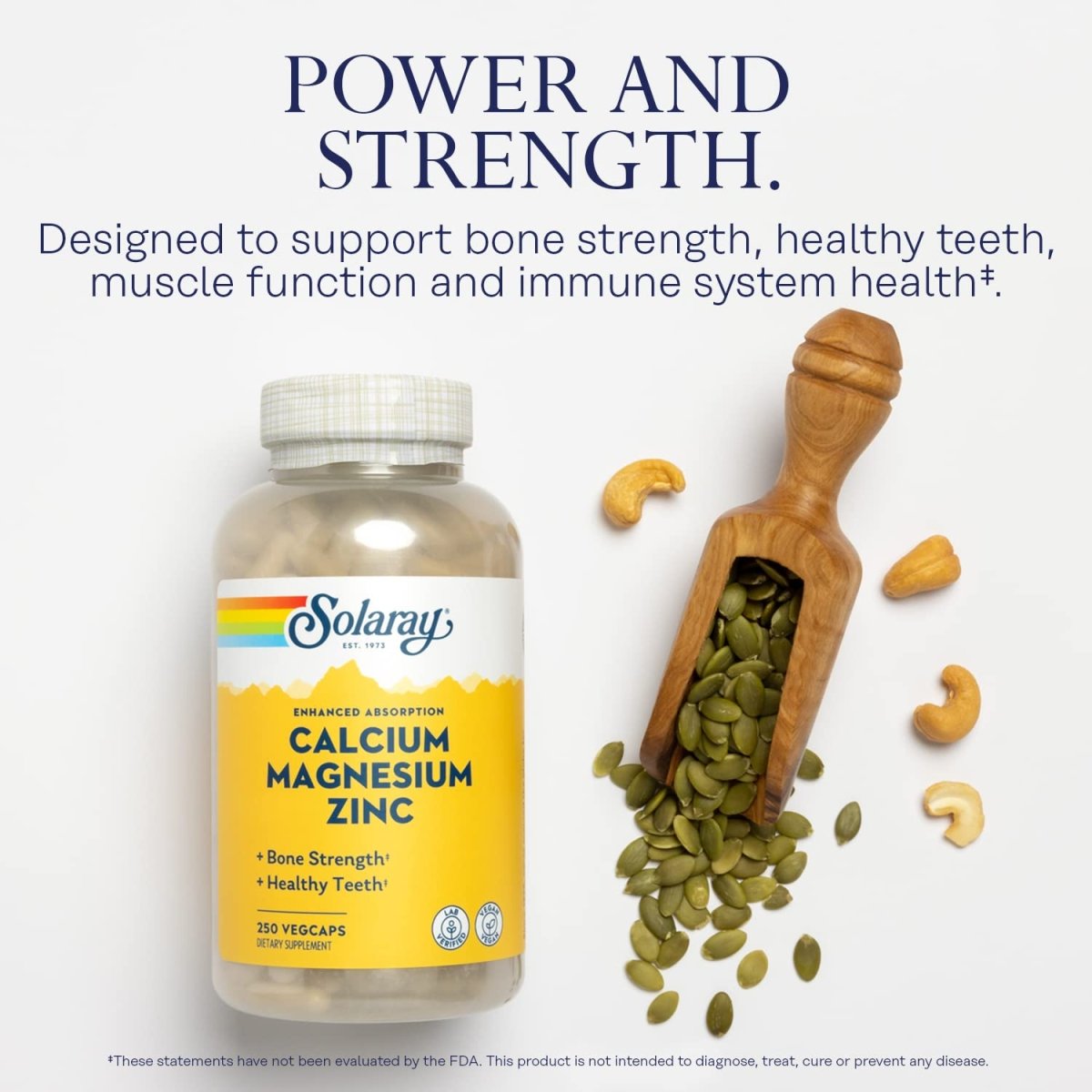 Solaray - Calcium Magnesium Zinc - 250 Vegetarian Capsules  04561