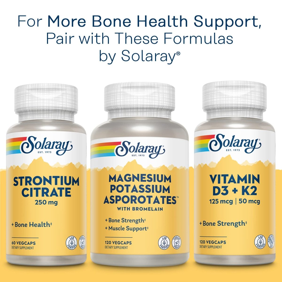 Solaray Calcium Magnesium Zinc Supplement, with Cal & Mag Citrate, Strong Bones & Teeth Support, Easy to Swallow Capsules, Vegan, 60 Day Money Back Guarantee, 25 Servings, 100 VegCaps