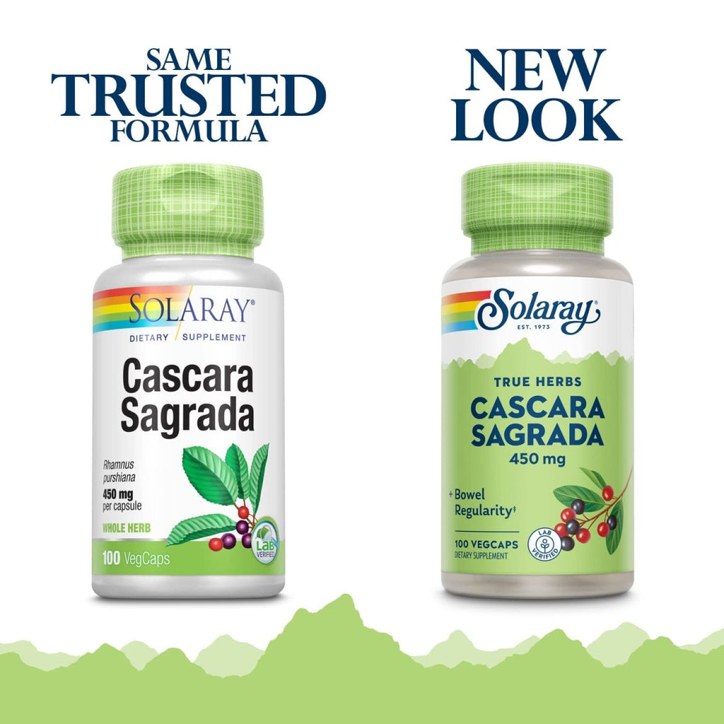 SOLARAY Cascara Sagrada Bark, Veg Cap (Btl-Plastic) 450mg 100ct