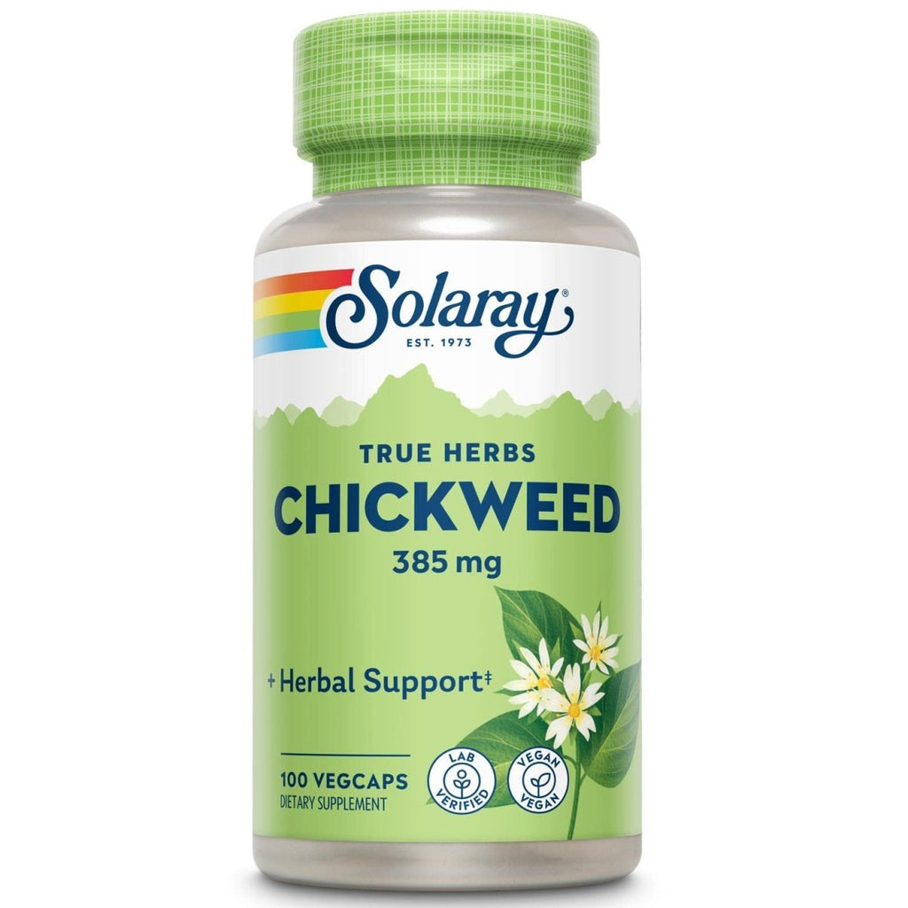 SOLARAY Chickweed 385 mg | Herbal Supplement | Healthy Digestion, Skin & Appetite Support | Non-GMO, Vegan & Lab Verified | 100 VegCaps