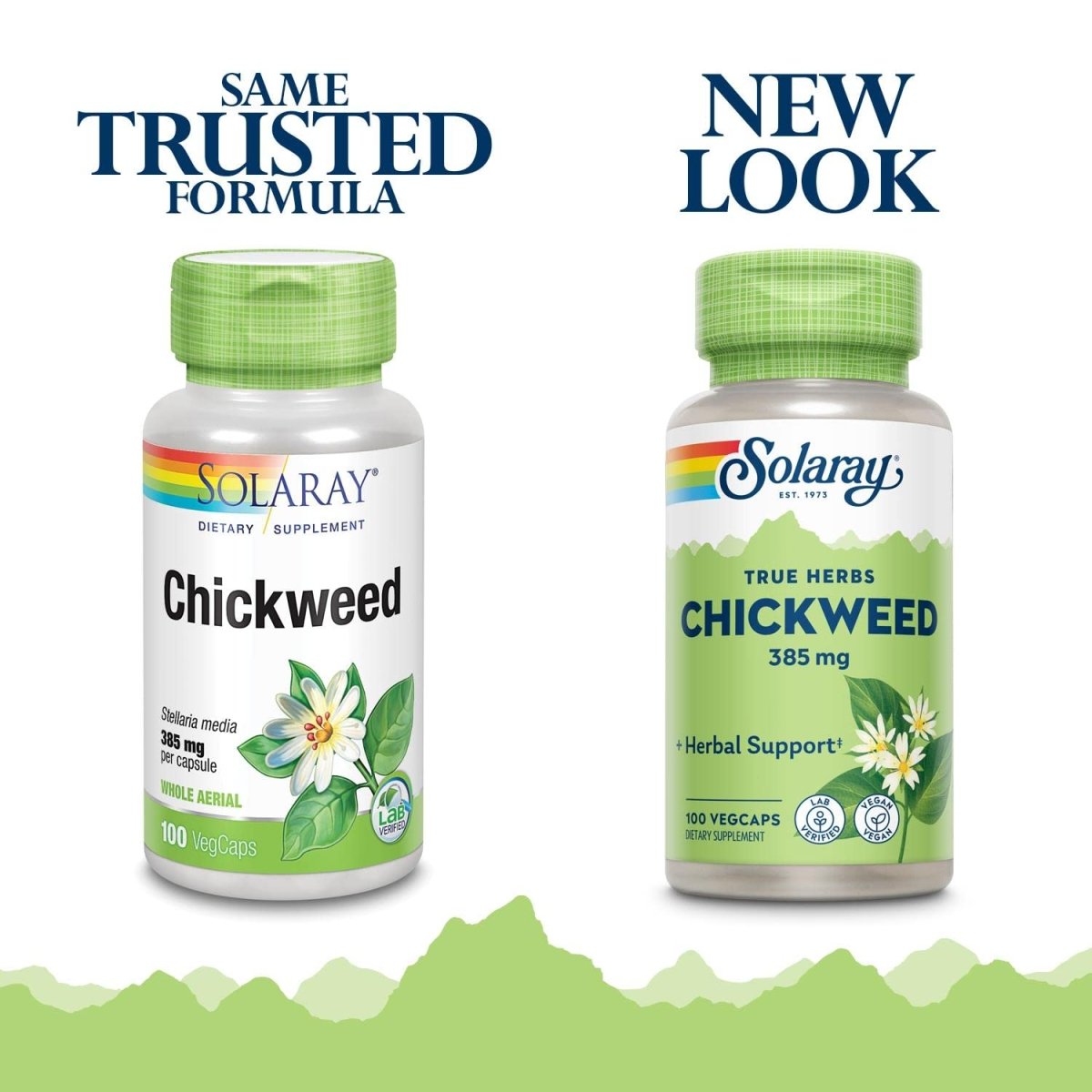 SOLARAY Chickweed 385 mg | Herbal Supplement | Healthy Digestion, Skin & Appetite Support | Non-GMO, Vegan & Lab Verified | 100 VegCaps