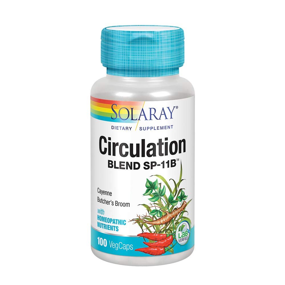 SOLARAY Circulation Blend SP-11B - Herbs & Cell Salt for Healthy Circulatory System Support - 50 Servings, 100 VegCaps