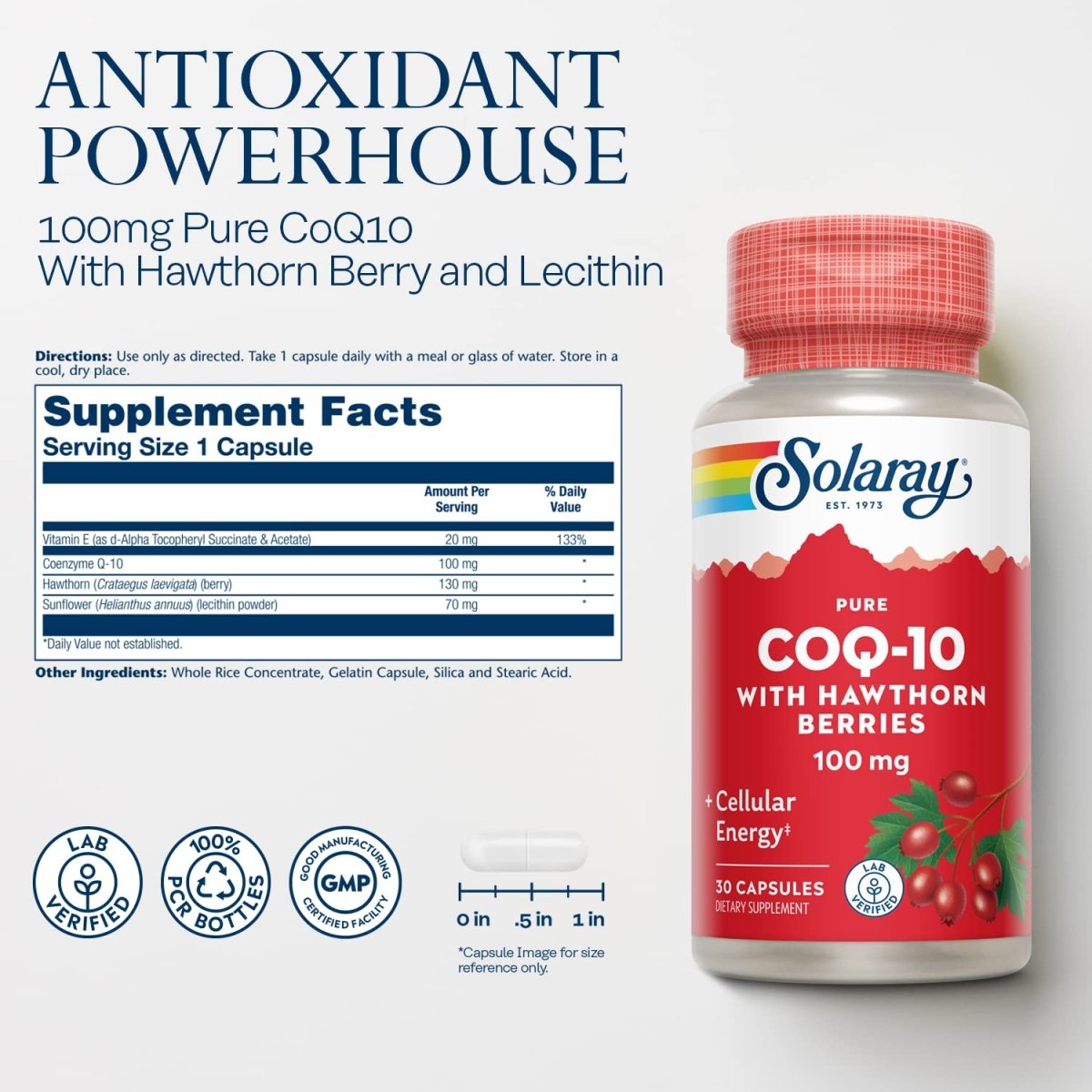 Solaray CoQ10 100mg 30 Capsules  - 08912