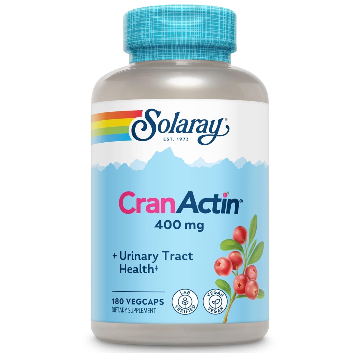 Solaray Cranactin Cranberry AF Extract Capsules, 400 mg, 180 Count