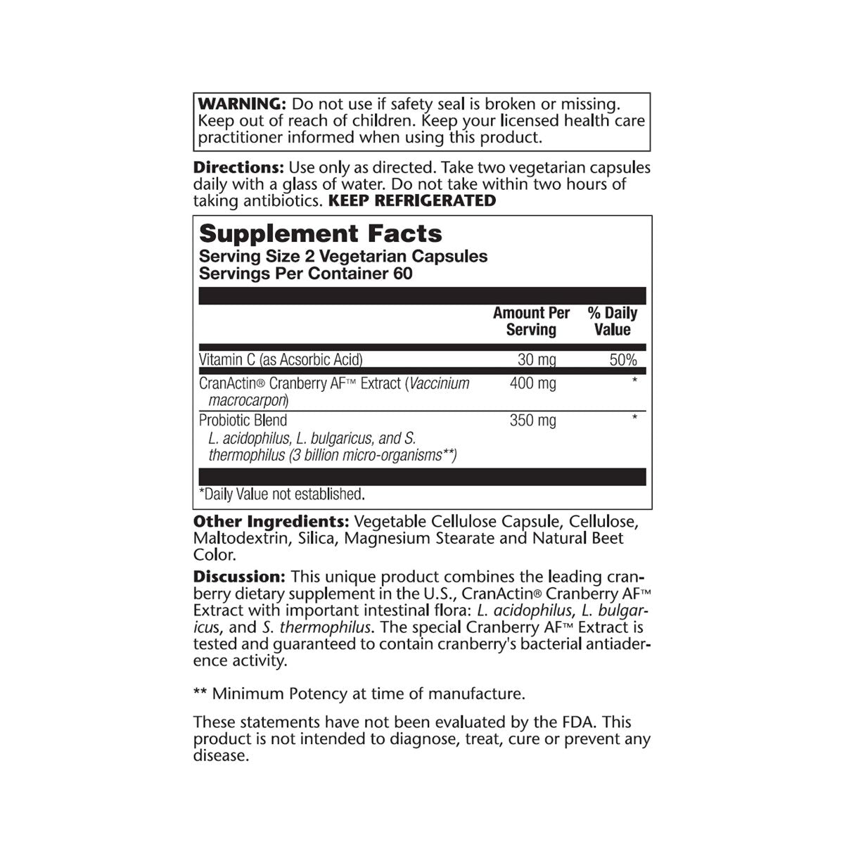 SOLARAY CranDophilus, Veg Cap (Btl-Plastic) 120ct  00844