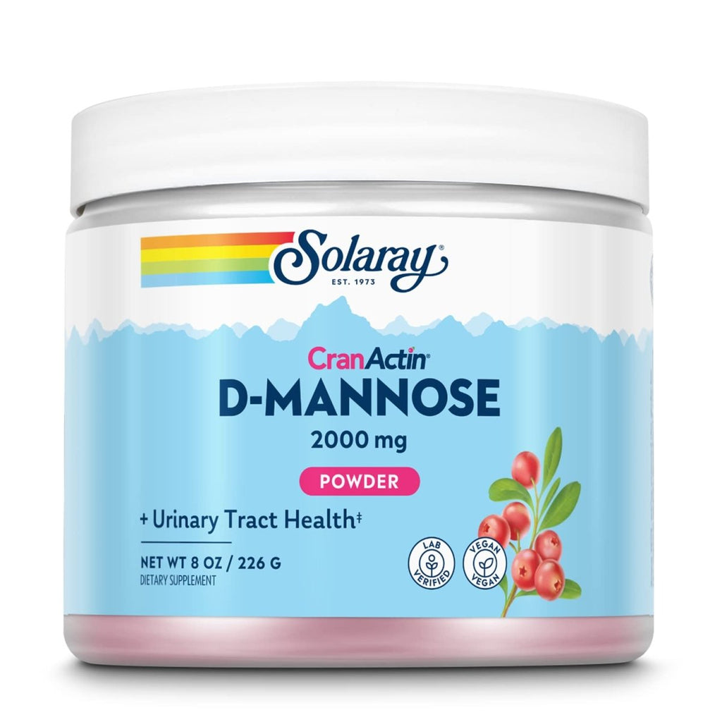 SOLARAY D-Mannose with CranActin Cranberry AF Extract Powder - Healthy Urinary Tract Support - 8 oz (226 g), 30 Servings