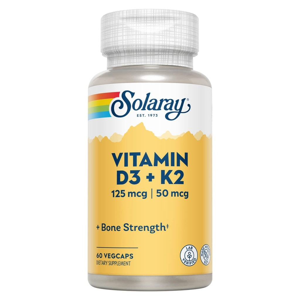 Solaray D3 5000IU with K2 - Vitamin D and K2 Combination - 60 Vegetarian Capsules