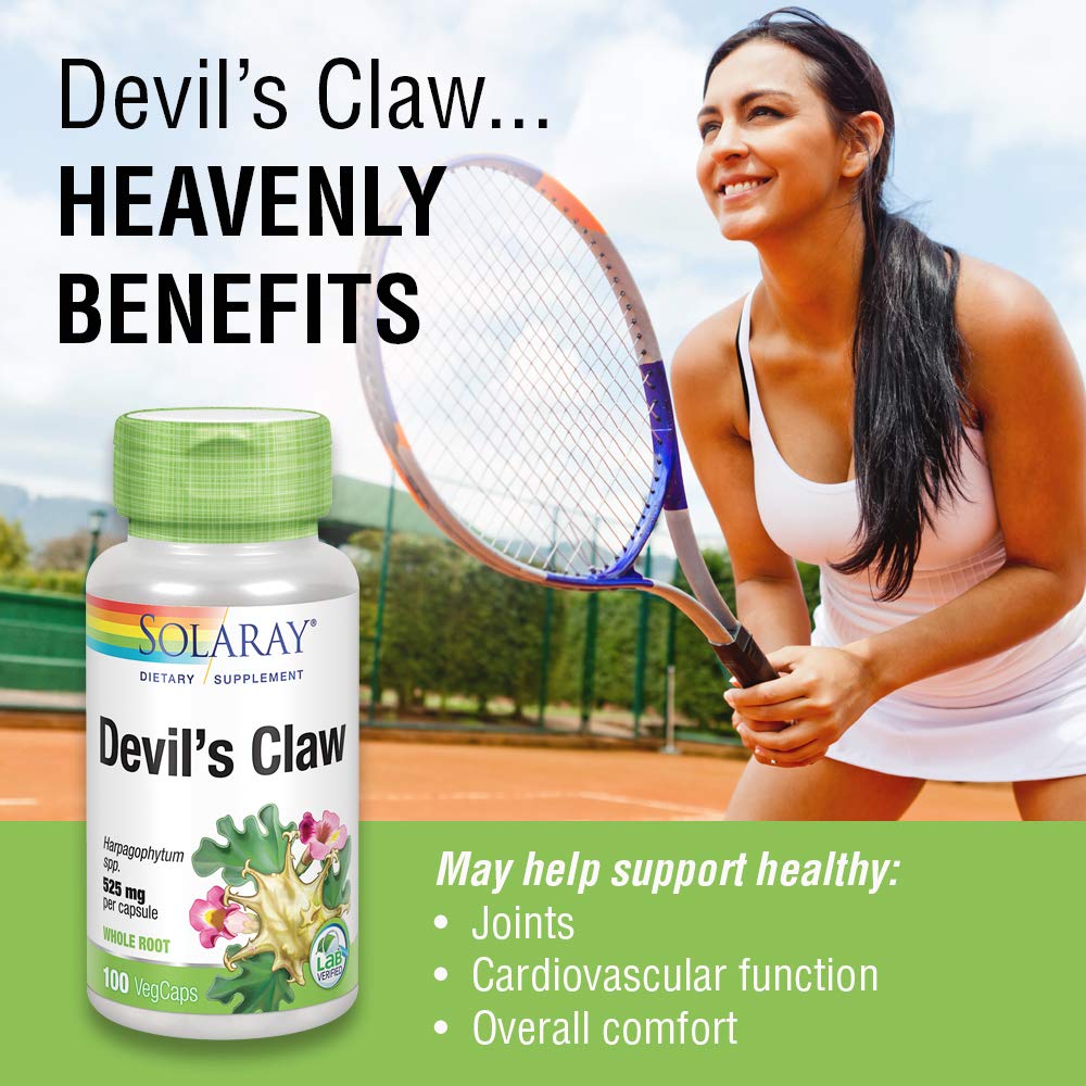 SOLARAY Devils Claw Root 525mg | Non-GMO, Vegan & Lab Verified | 100 VegCaps