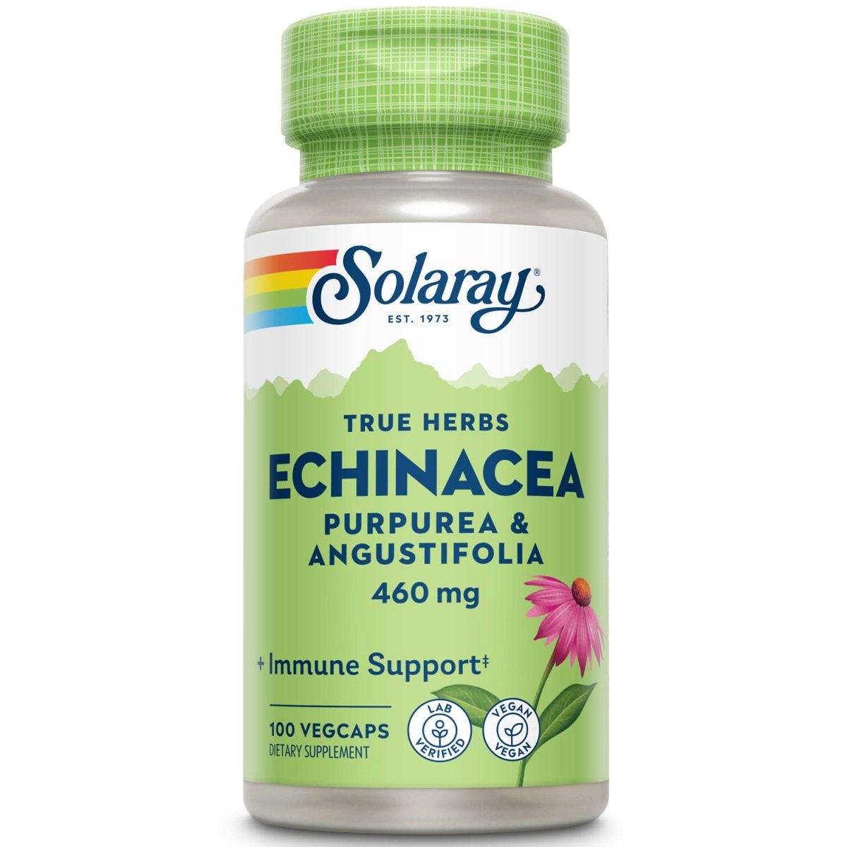 SOLARAY Echinacea Angustifolia & Purpurea Root, Veg Cap (Btl-Plastic) 460mg | 100ct