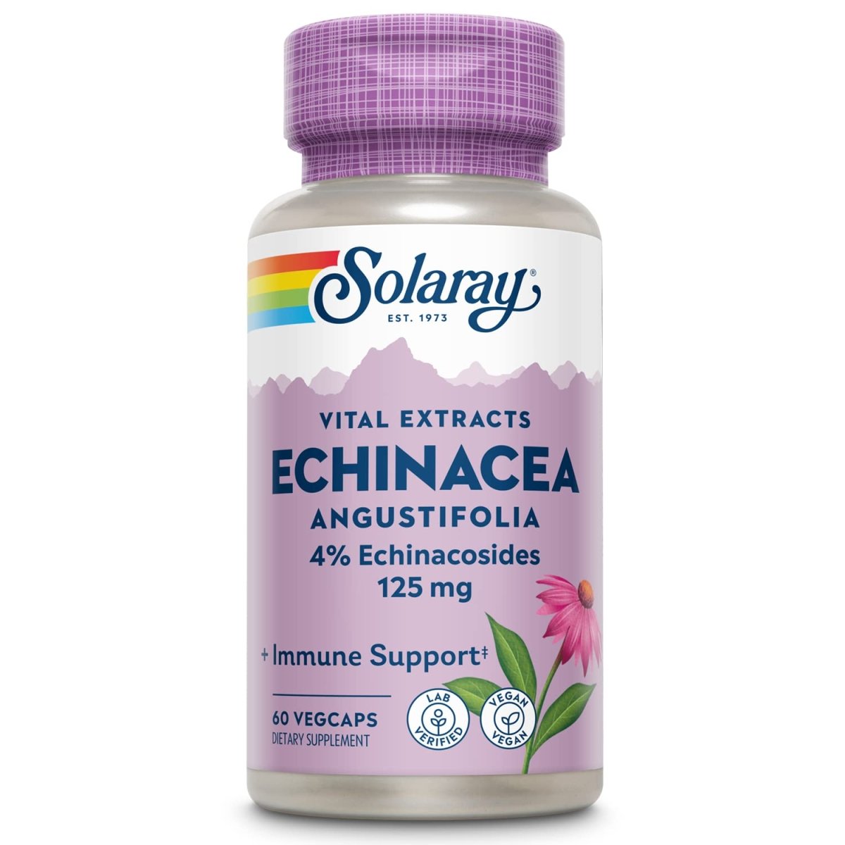 SOLARAY Echinacea Angustifolia Root Extract 125 mg | Healthy Immune & Respiratory Function Support | 60 VegCaps