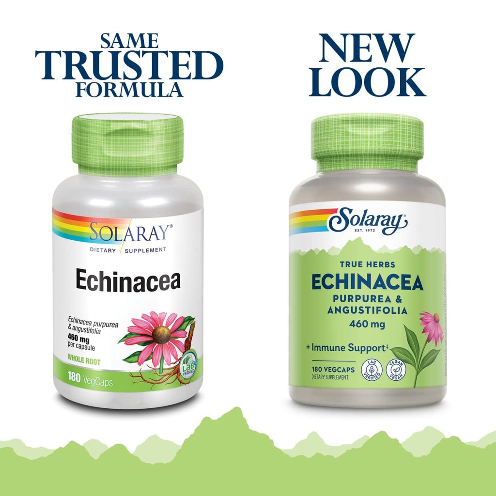 SOLARAY Echinacea Purpurea & Angustifolia Root 460 mg | Healthy Immune & Respiratory Function Support | 180 VegCaps