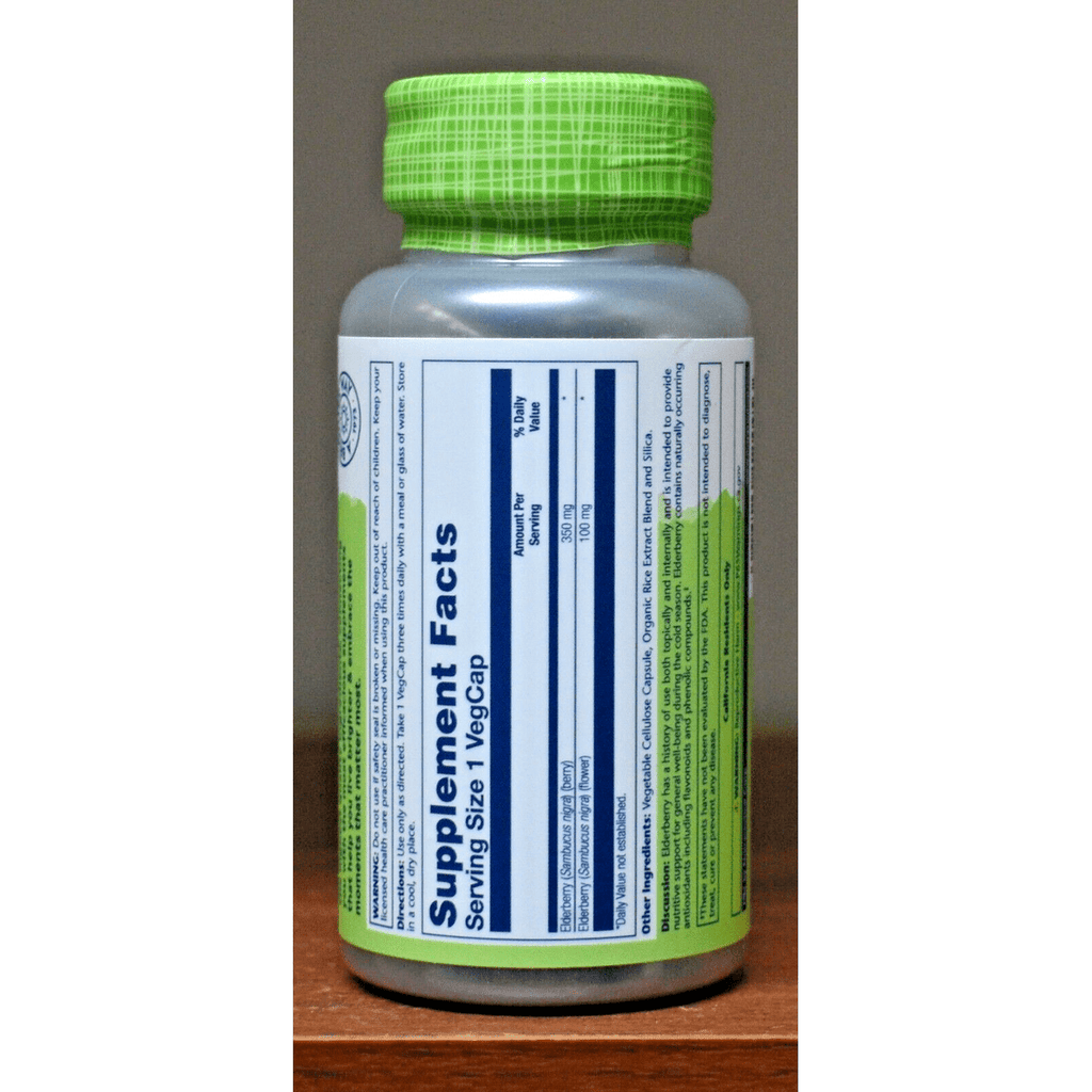 Solaray - Elderberry Sambucus Nigra 450 mg. - 100 Capsules - 2 Pack - 12445