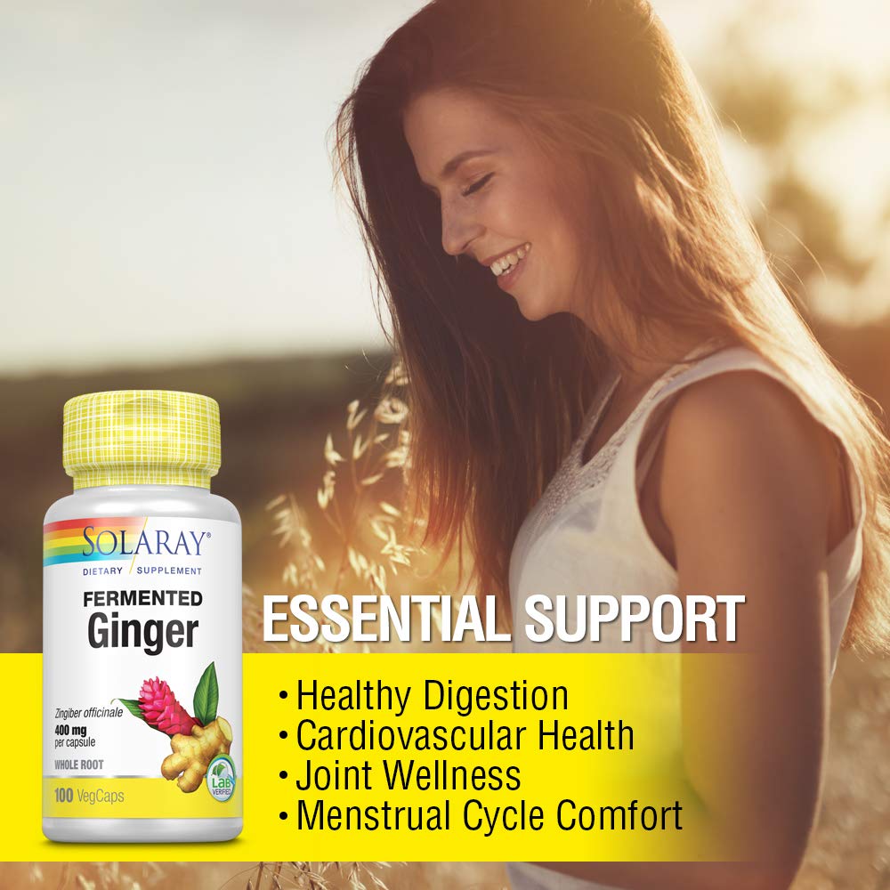 SOLARAY Fermented Ginger Root - 100 VegCaps, 400mg
