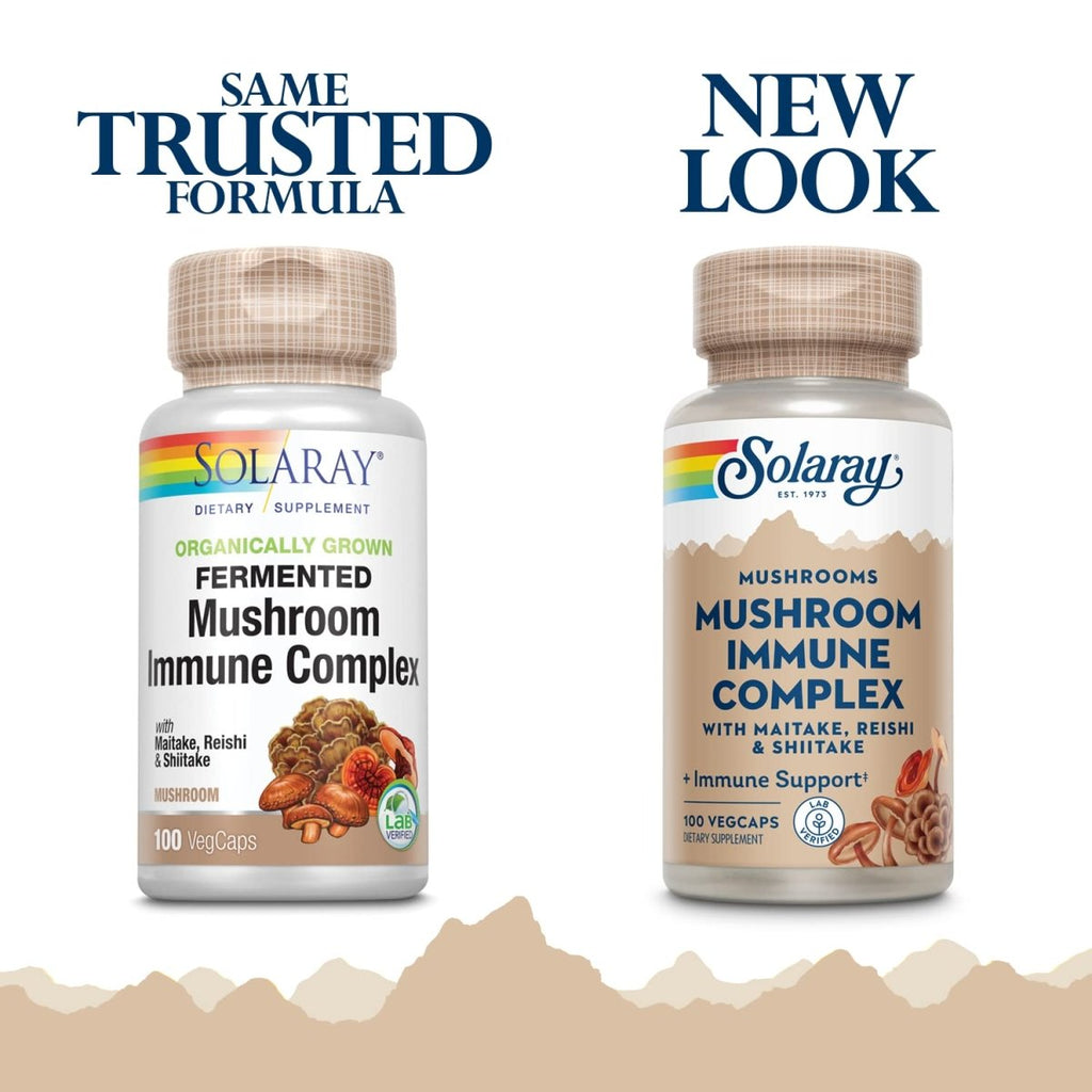 SOLARAY Fermented Mushroom Immune Complex 600 mg | Healthy Immune Function Support | 100 VegCaps, 100 Serv.