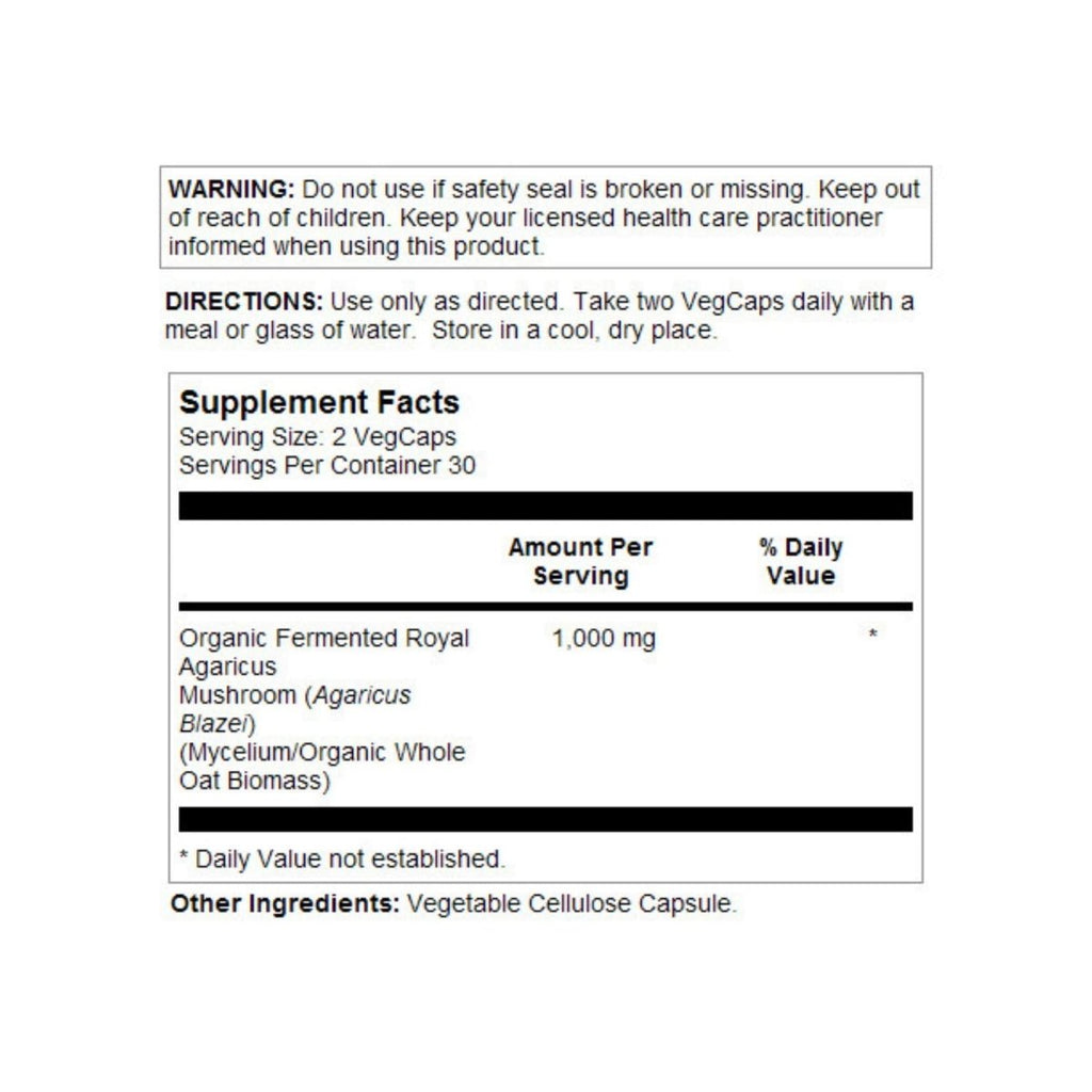 SOLARAY Fermented Royal Agaricus Mushroom 500 mg | 60 VegCaps