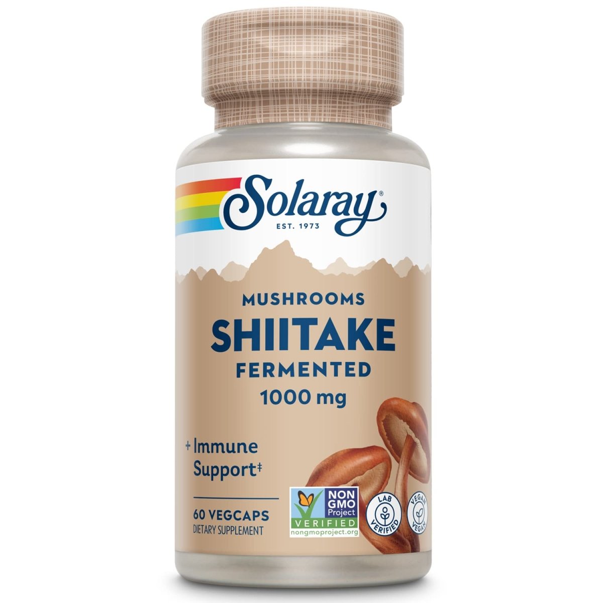 SOLARAY Fermented Shiitake Mushroom 500mg | Healthy Immune, Liver & Digestive Function Support | Non-GMO & Vegan | 60 VegCaps
