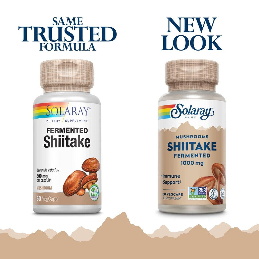SOLARAY Fermented Shiitake Mushroom 500mg | Healthy Immune, Liver & Digestive Function Support | Non-GMO & Vegan | 60 VegCaps