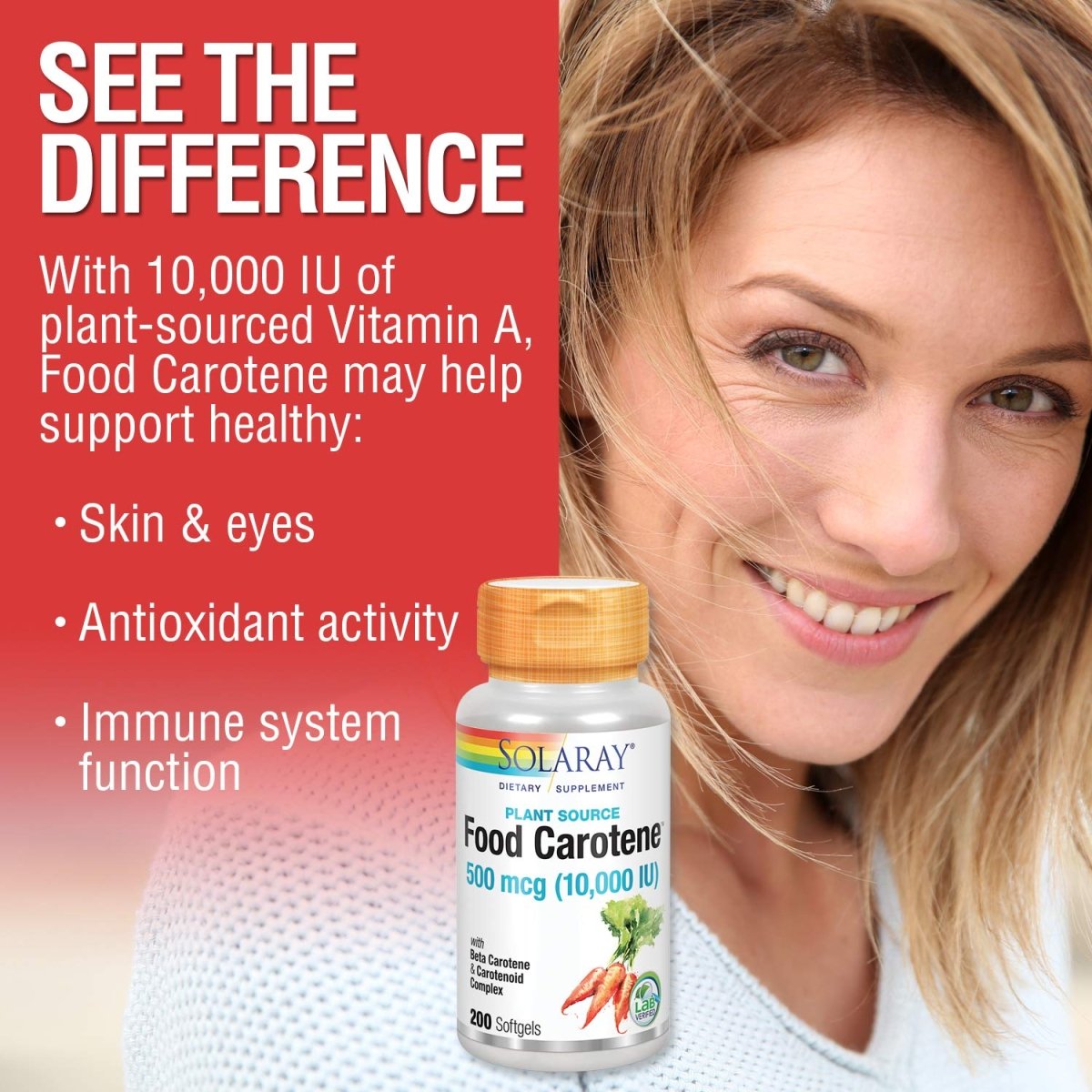 SOLARAY Food Carotene, Vitamin A 10000 IU |(200 CT)  04111