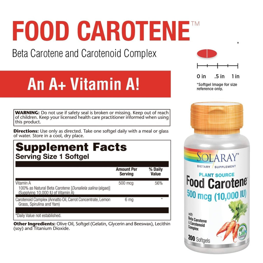 SOLARAY Food Carotene, Vitamin A 10000 IU |(200 CT)  04111