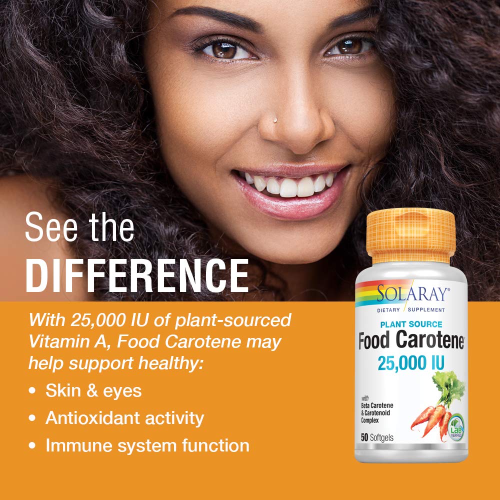 SOLARAY Food Carotene - Vitamin A (Beta Carotene) 25,000 IU - 50 Count