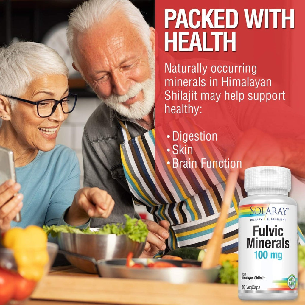 Solaray Fulvic Minerals 100 mg | Himalayan Shilajit | 30 VegCaps