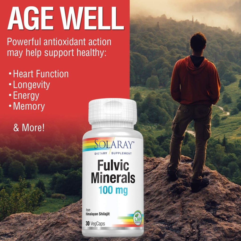 Solaray Fulvic Minerals 100 mg | Himalayan Shilajit | 30 VegCaps