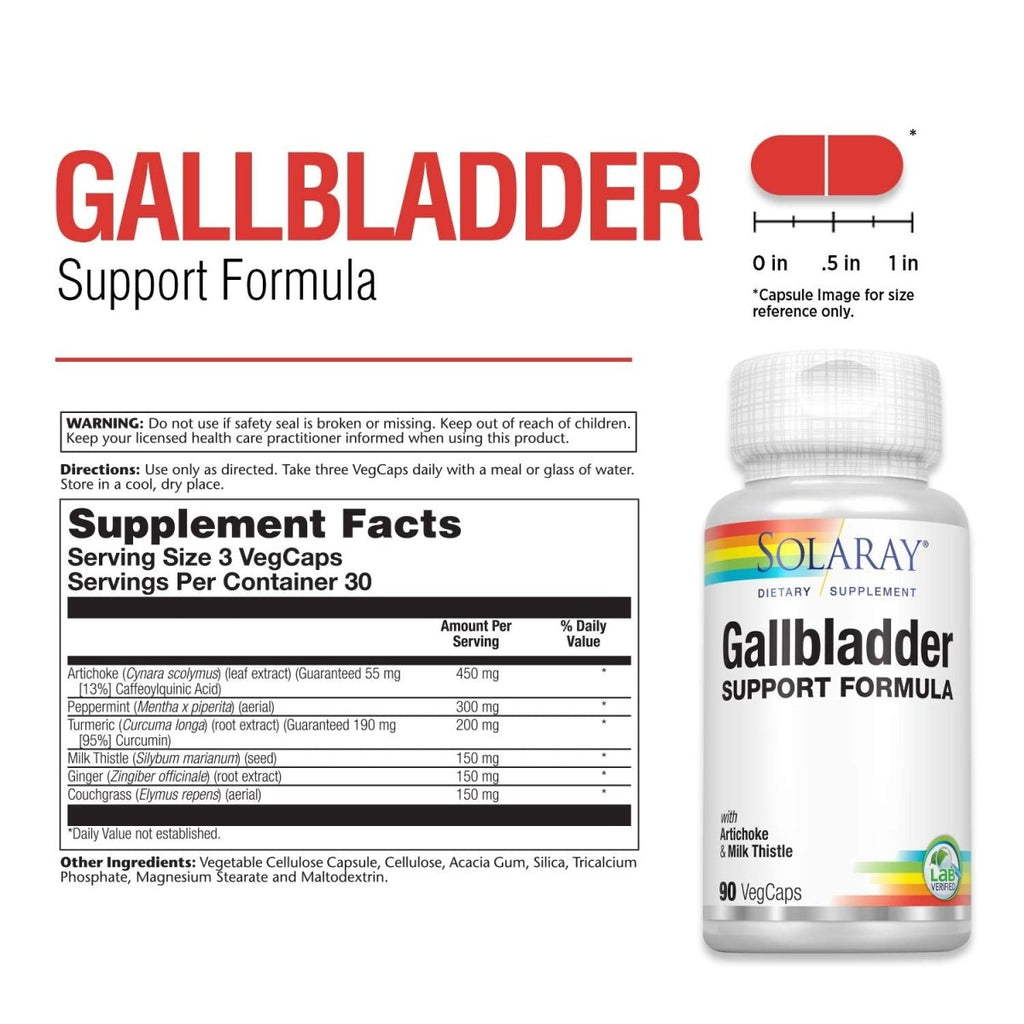 SOLARAY Gallbladder Support Formula | 30 Servings | 90 VegCaps  03084