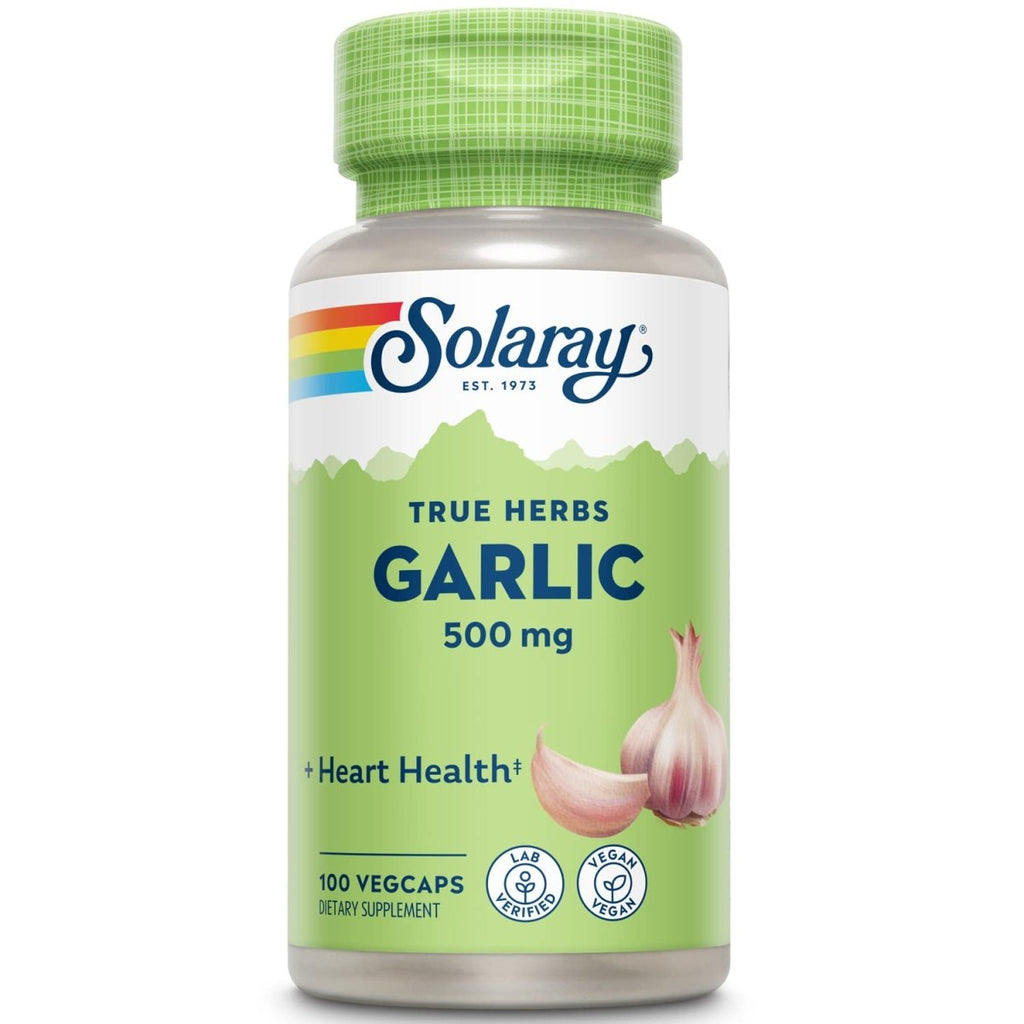 SOLARAY Garlic Bulb 500 mg | Healthy Immune, Circulatory & Cardiovascular Systems Support | Vegan, Non-GMO | 100 VegCaps