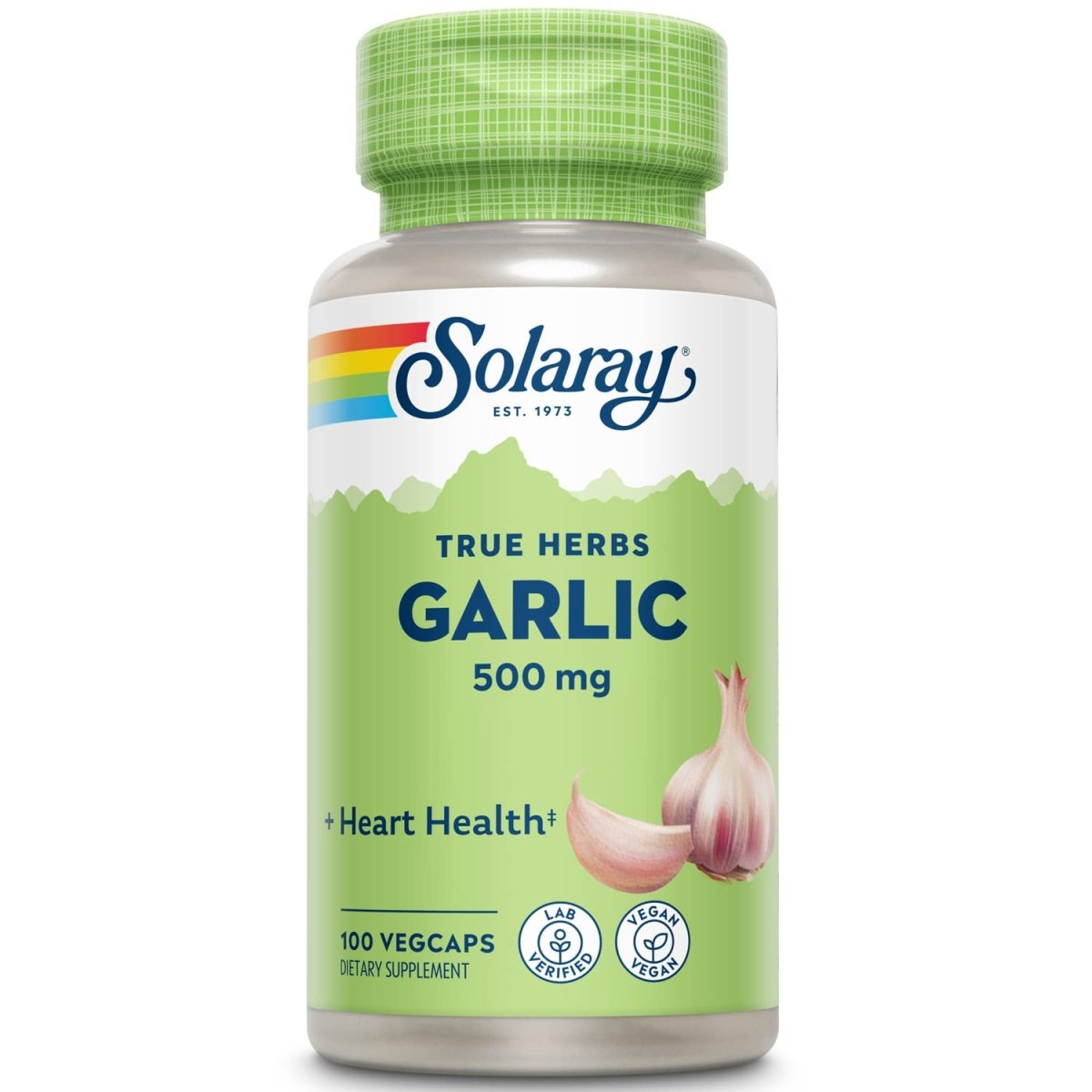 SOLARAY Garlic Bulb 500 mg | Healthy Immune, Circulatory & Cardiovascular Systems Support | Vegan, Non-GMO | 100 VegCaps
