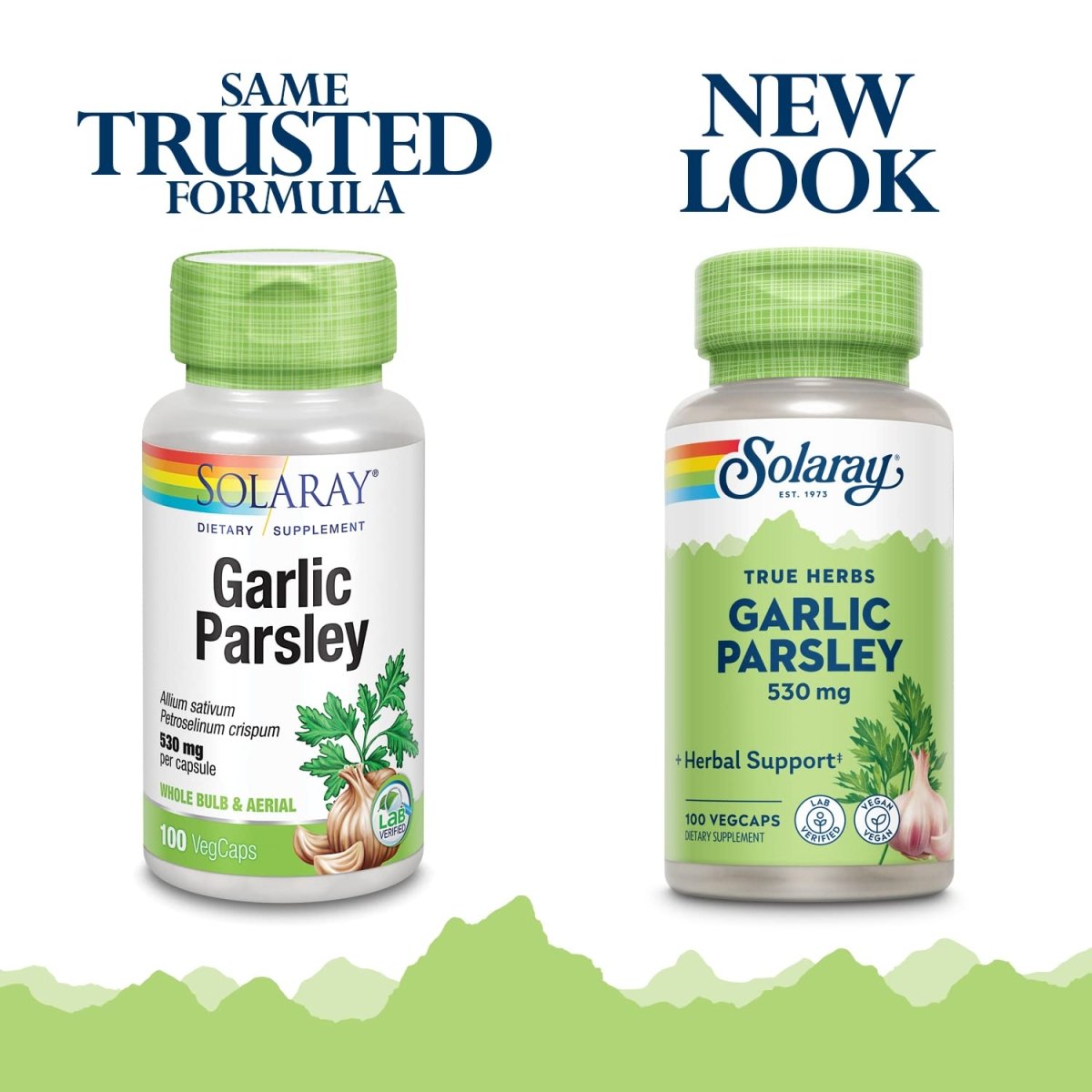 SOLARAY Garlic Bulb & Parsley Leaf 530mg | Healthy Cardiovascular and Immune System Function Support | Non-GMO, Vegan & Lab Verified | 100 VegCaps