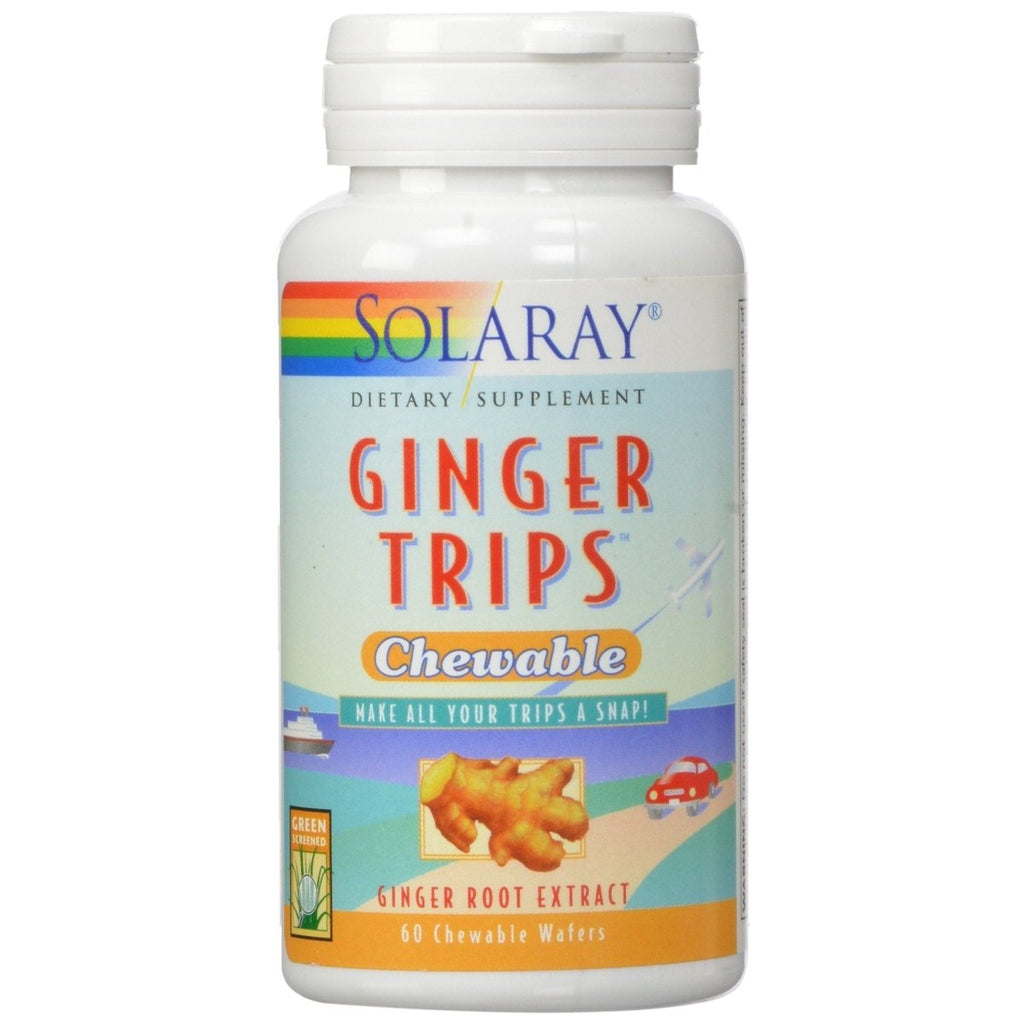 Solaray Ginger Trips Chewable Wafers, 67mg, 60 Count