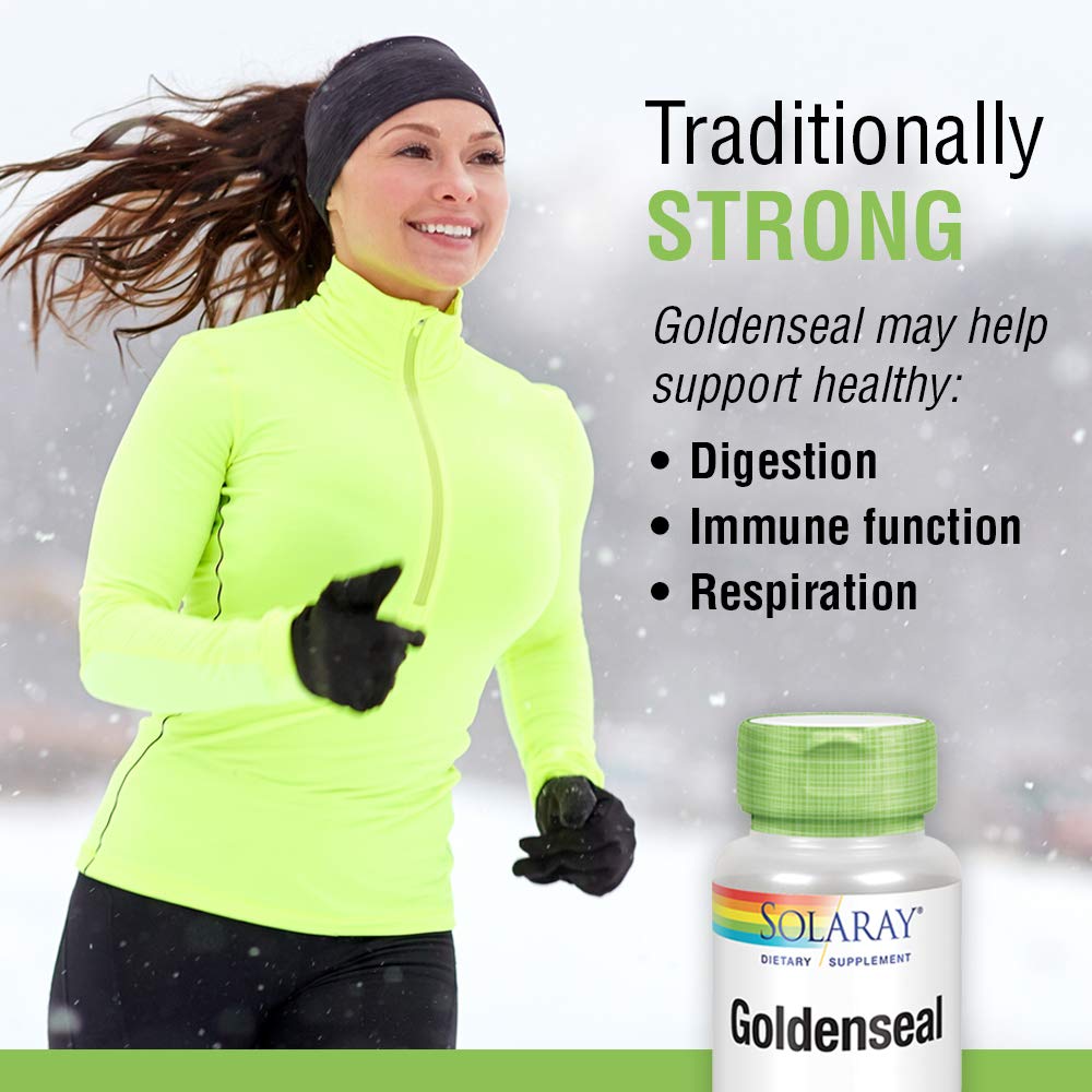 SOLARAY Goldenseal Root 550mg | Healthy Digestion, Immune Function & Respiratory Support | Whole Root | Non-GMO, Vegan & Lab Verified | 50 VegCaps