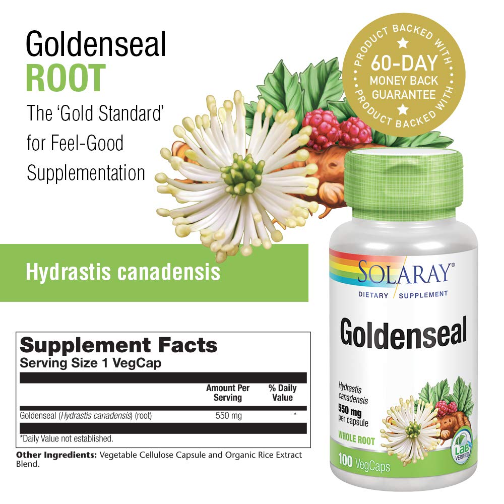 SOLARAY Goldenseal Root - Digestion, Immune & Respiratory Support - 100 VegCaps